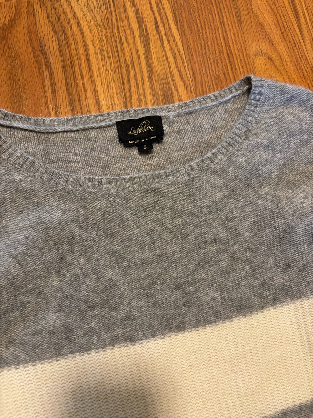Cozy Striped Crewneck Sweater - Gray & Cream - Picture 7 of 8